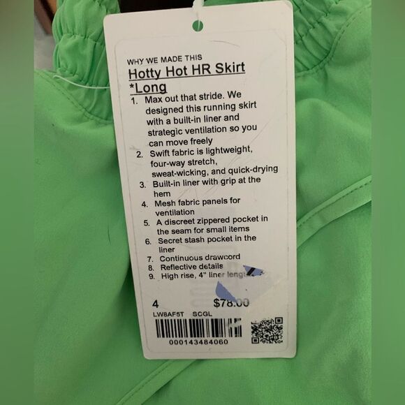NWT New LULULEMON Hotty Hot High Rise Skirt Skort Scream Green Light SCGL 4 Long - Picture 6 of 6
